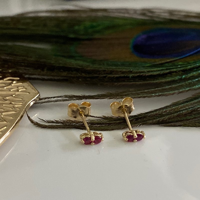 DAISY Gold Ruby Duo Earrings