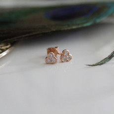BLOSSOM Rose Gold Ivy Tri Diamond Earrings