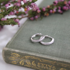 BLOSSOM White Gold Round Diamond Hoop Earrings