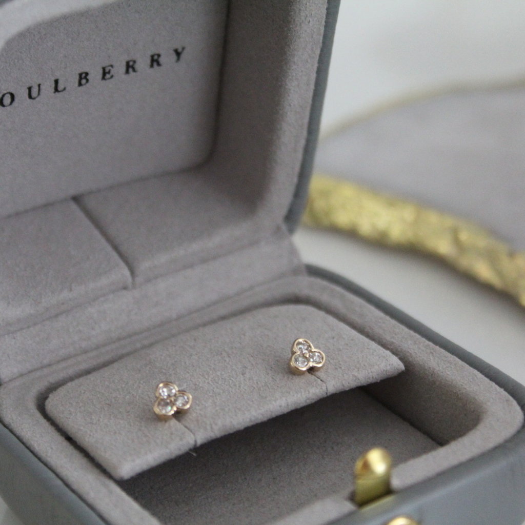 BLOSSOM Gold Ivy Tri Diamond Earrings