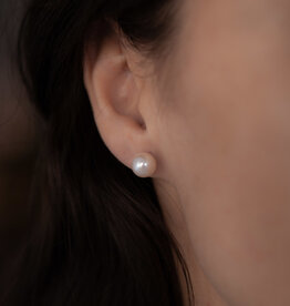GATSBY Silver White Freshwater Pearl Earrings