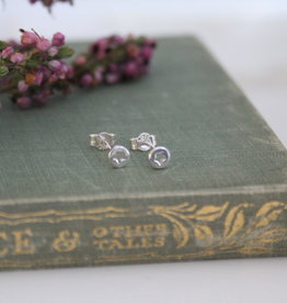 Silver Button Silhouette Star Earrings
