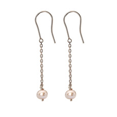 GATSBY Rose Gold Blush Pearl Chain Drop Earrings