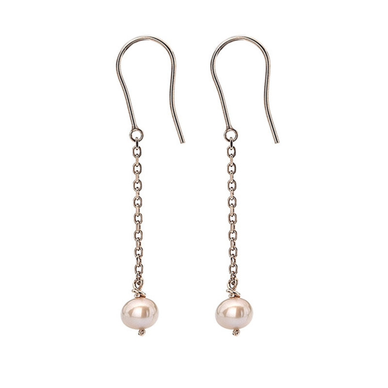 GATSBY Rose Gold Blush Pearl Chain Drop Earrings