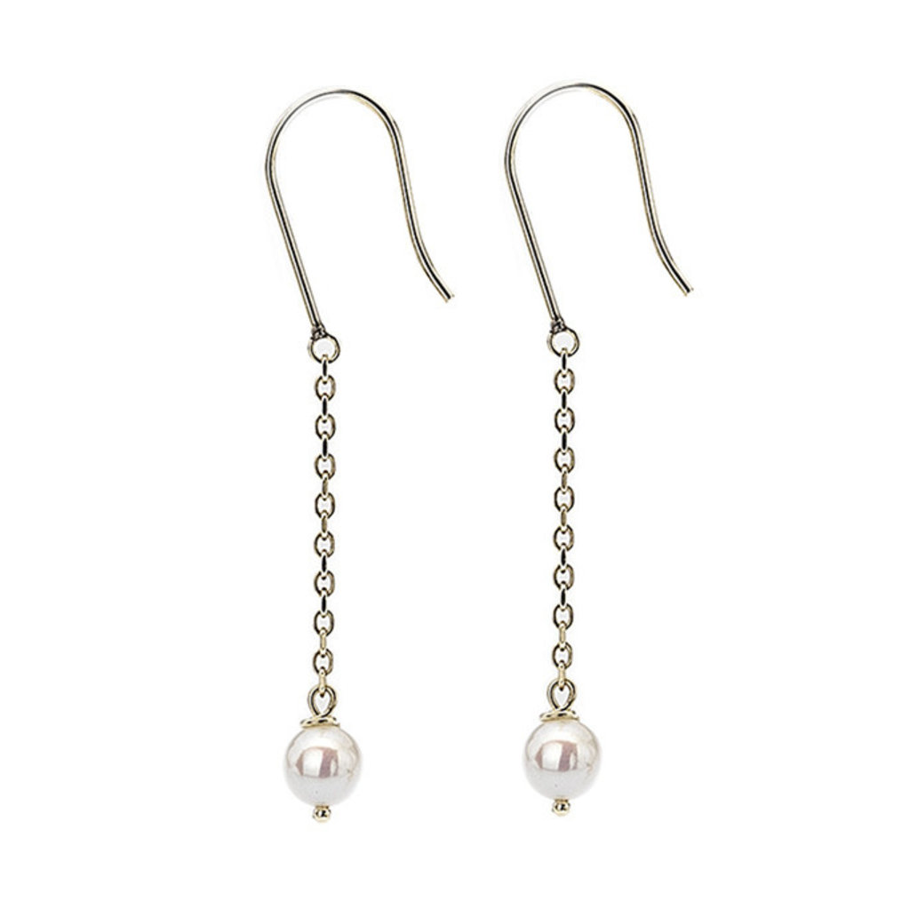 MADISON Gold White Pearl Chain Drop Earrings