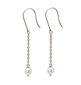 GATSBY Gold White Pearl Chain Drop Earrings