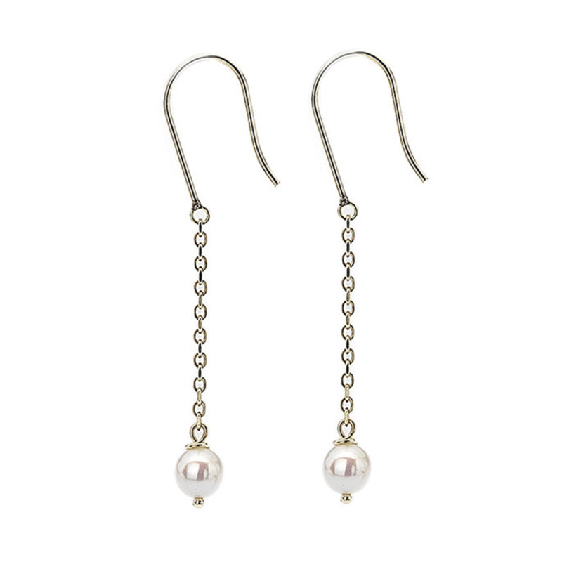 GATSBY Gold White Pearl Chain Drop Earrings