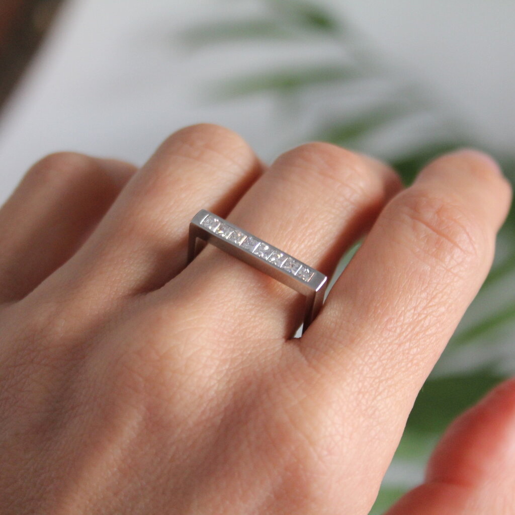 Bespoke  Square Platinum Princess Cut Diamond Ring