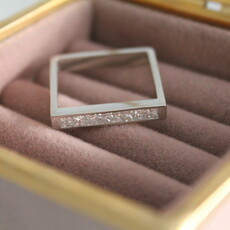 Bespoke  Square Platinum Princess Cut Diamond Ring