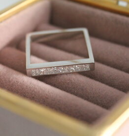 Bespoke  Square Platinum Princess Cut Diamond Ring