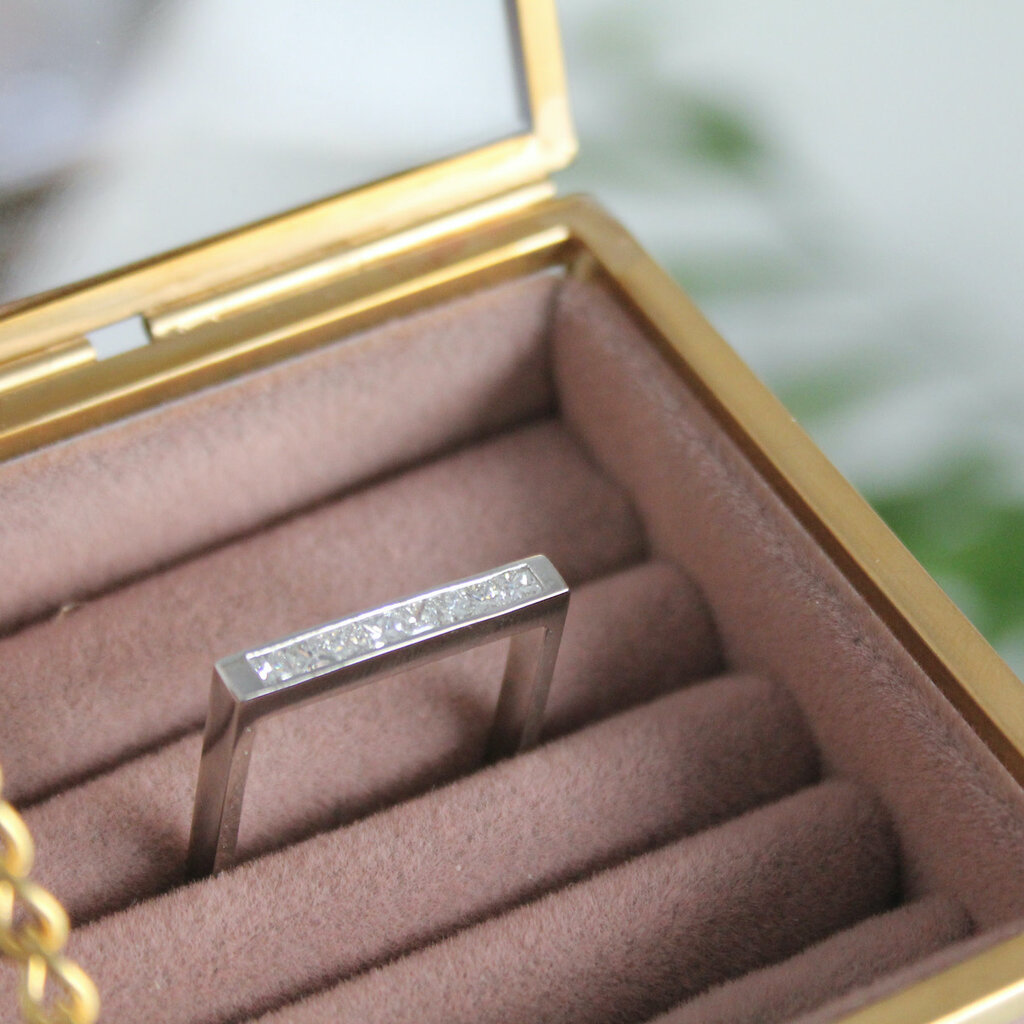 Bespoke  Square Platinum Princess Cut Diamond Ring