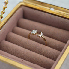 DARCY Gold Moon and Star Diamond Ring 0.09ct