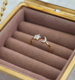 DARCY Gold Moon and Star Diamond Ring 0.09ct