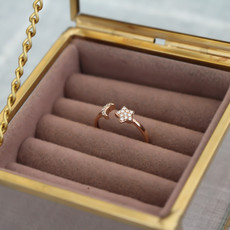 DARCY Rose Gold Moon and Star Diamond Ring 0.09ct