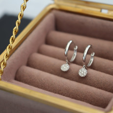 DARCY White Gold Diamond Cluster Drop Hoops