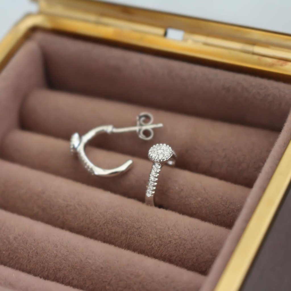 BLOSSOM White Gold Diamond Cluster Hoop Earrings