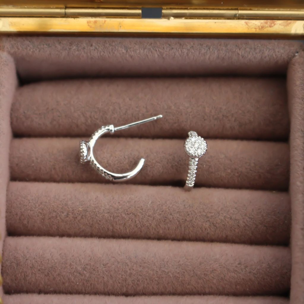 DARCY White Gold Diamond Cluster Hoop Earrings 0.17ct