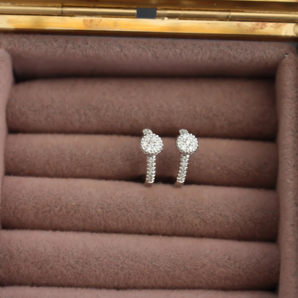 BLOSSOM White Gold Diamond Cluster Hoop Earrings 0.17ct