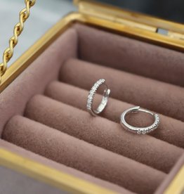 BLOSSOM White Gold Diamond Fluted Hoop Earrings