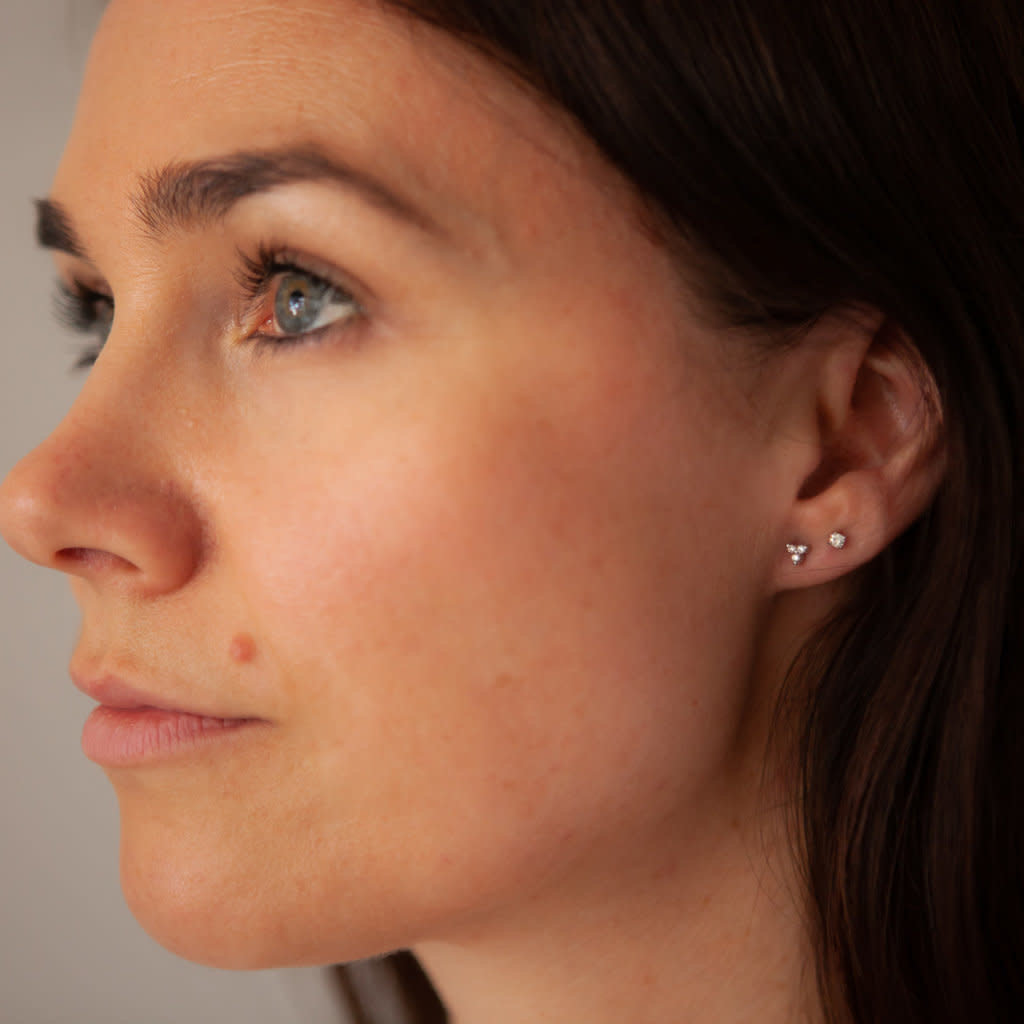 BLOSSOM Gold Tri Diamond Earrings