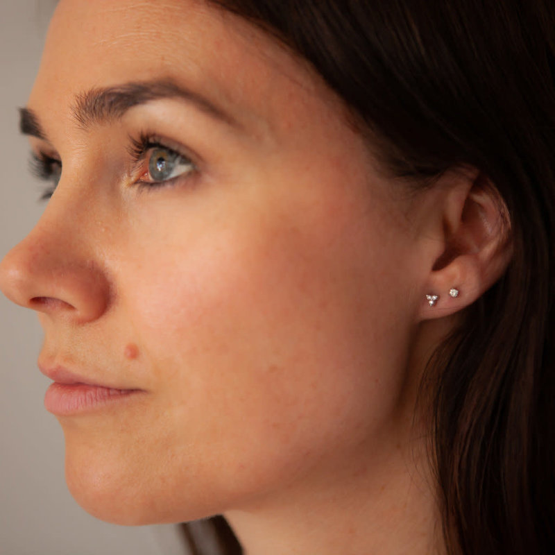 BLOSSOM Gold Tri Diamond Earrings