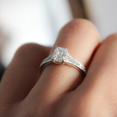 Bespoke Platinum Cushion Cut Diamond Solitaire Ring 1.01ct