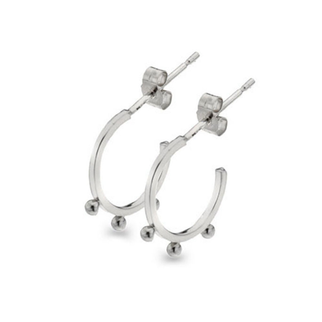 DARCY White Gold Evelyn Tri Beaded Hoop Earrings