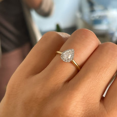 CASSIDY Gold Pear Diamond Halo Ring  0.63ct