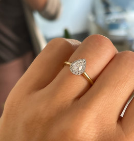 CASSIDY Gold Pear Diamond Halo Ring 0.63ct