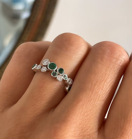 OCEANIA White Gold Emerald & Diamond Moet Ring 0.70ct