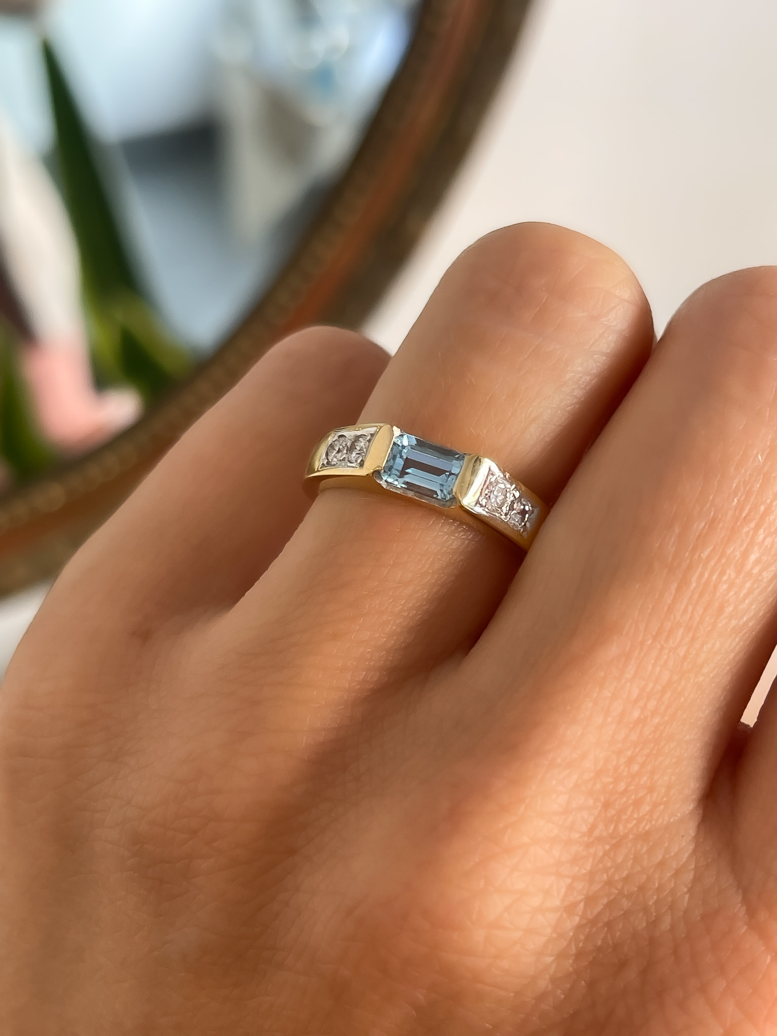 18KW Pear Aquamarine and Diamond Estate Ring 001-998-00644 | Ross Elliott  Jewelers | Terre Haute, IN