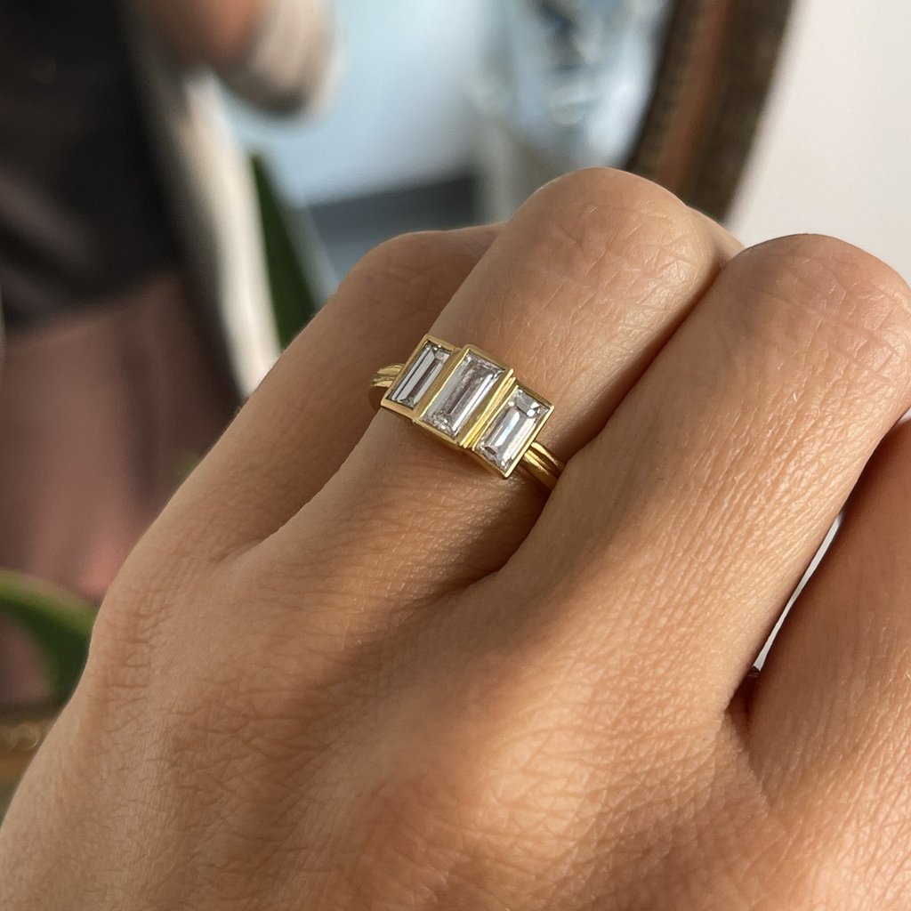 GATSBY Gold Baguette Diamond Lusardi Ring 1.77ct