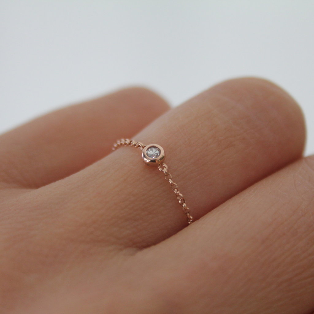 DARCY Rose Gold North Star Diamond Chain Ring