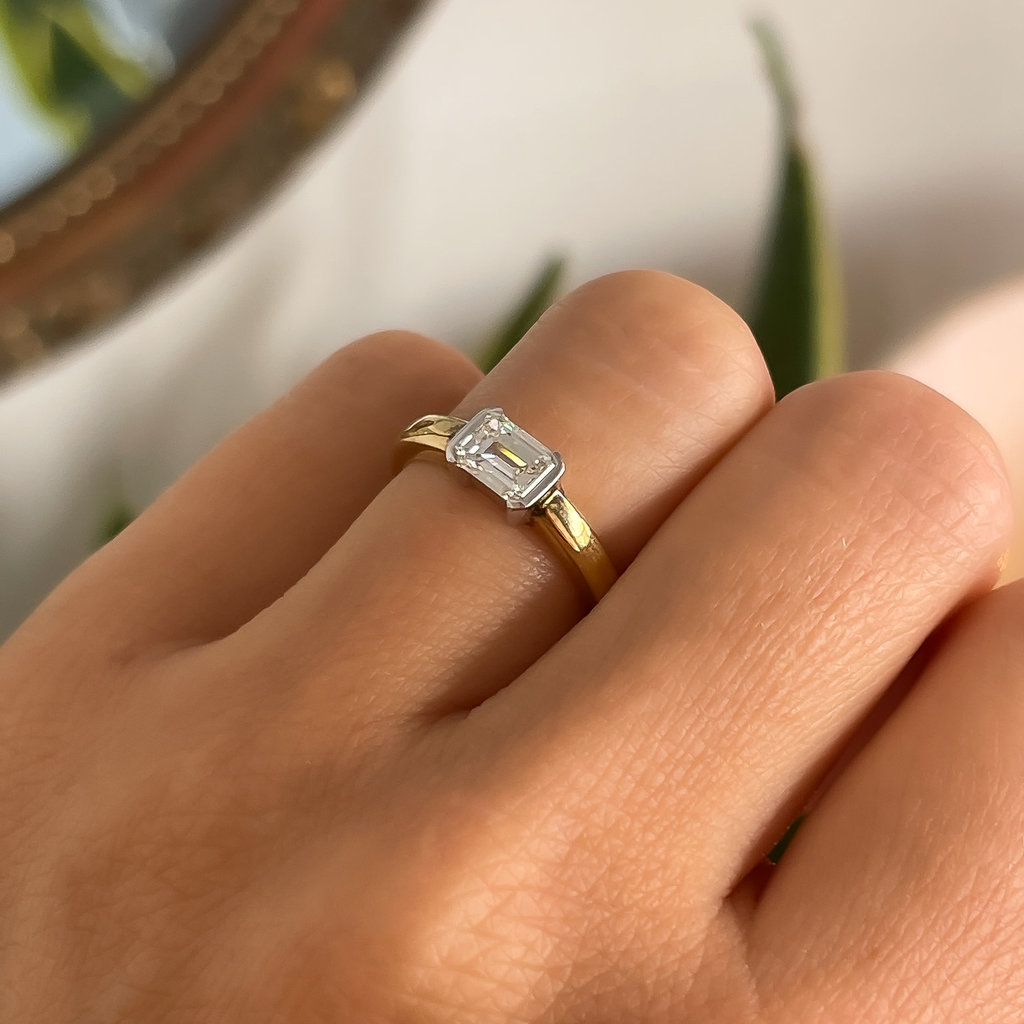 BLOSSOM Gold Emerald Cut Diamond Riana Ring 0.82ct