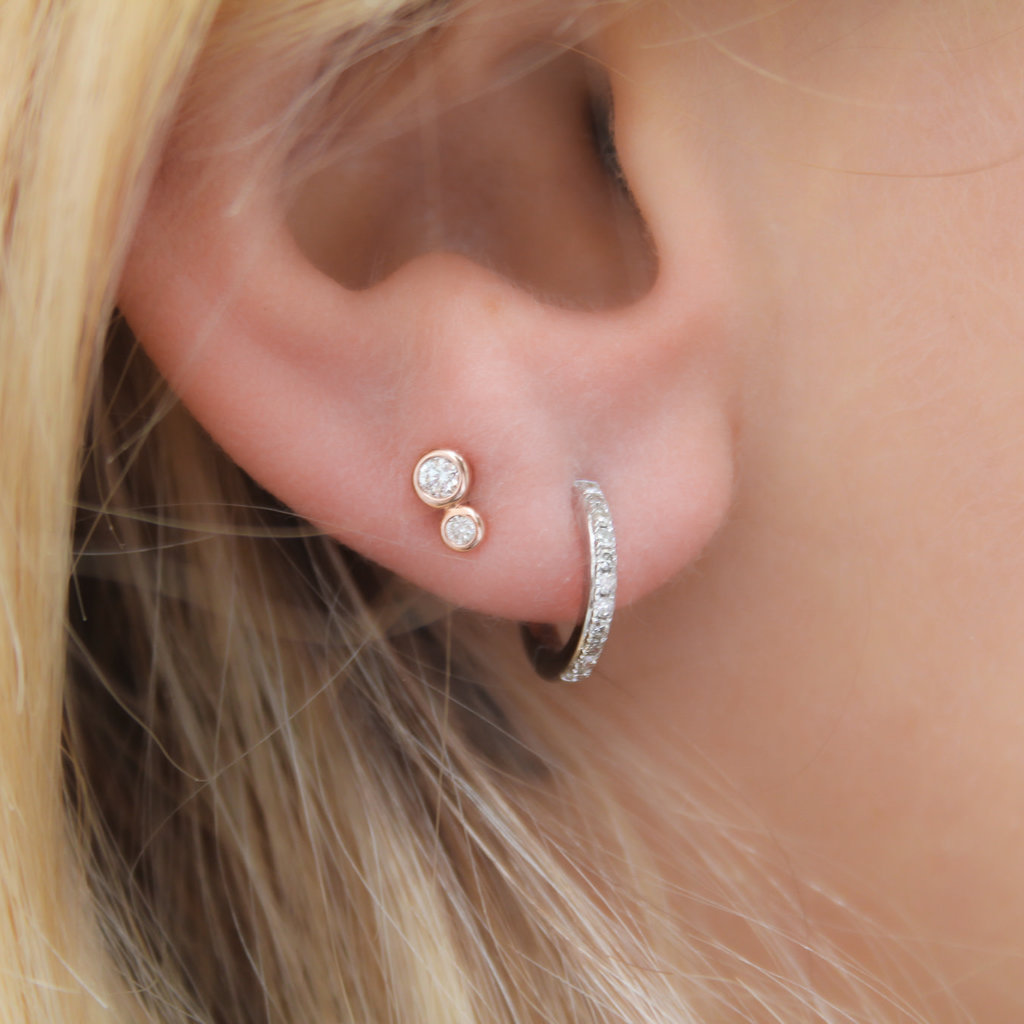 DAISY White Gold Diamond Round Huggies Earrings 0.12ct