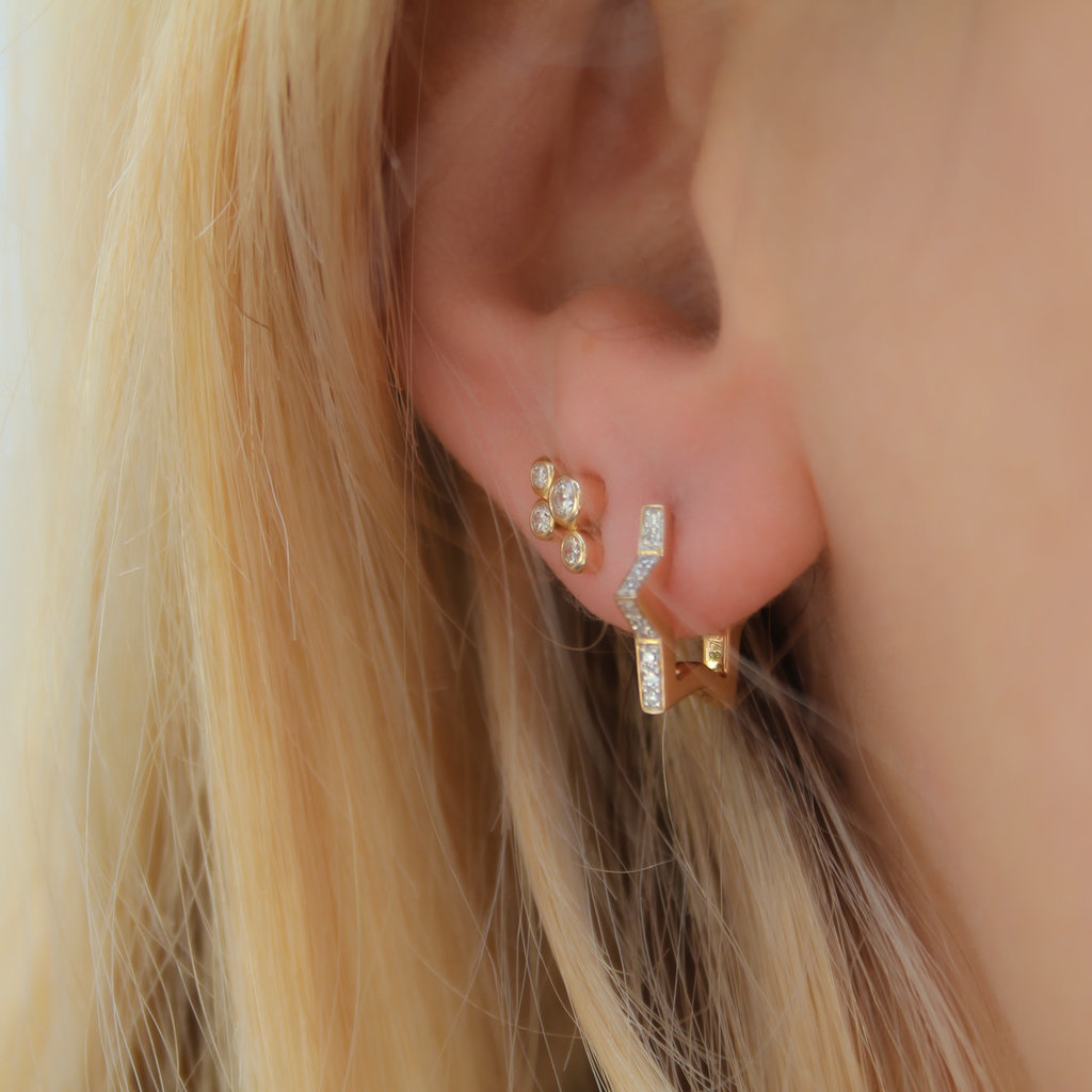 DARCY Gold Star Diamond Huggies Earrings
