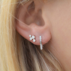 DAISY White Gold Star Diamond Huggies Earrings 0.12ct