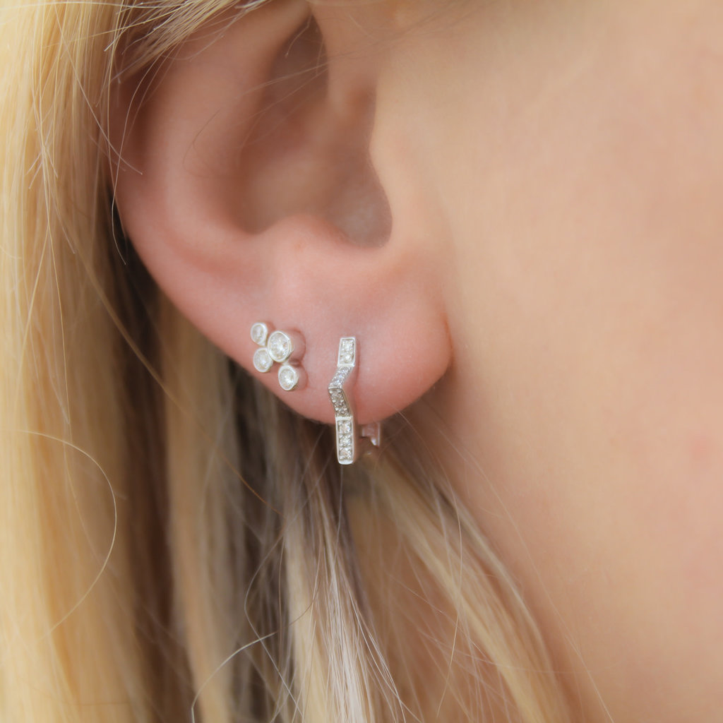 DARCY White Gold Star Diamond Huggies Earrings 0.12ct