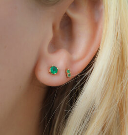OCEANIA Emerald Gold Solitaire Stud Earrings