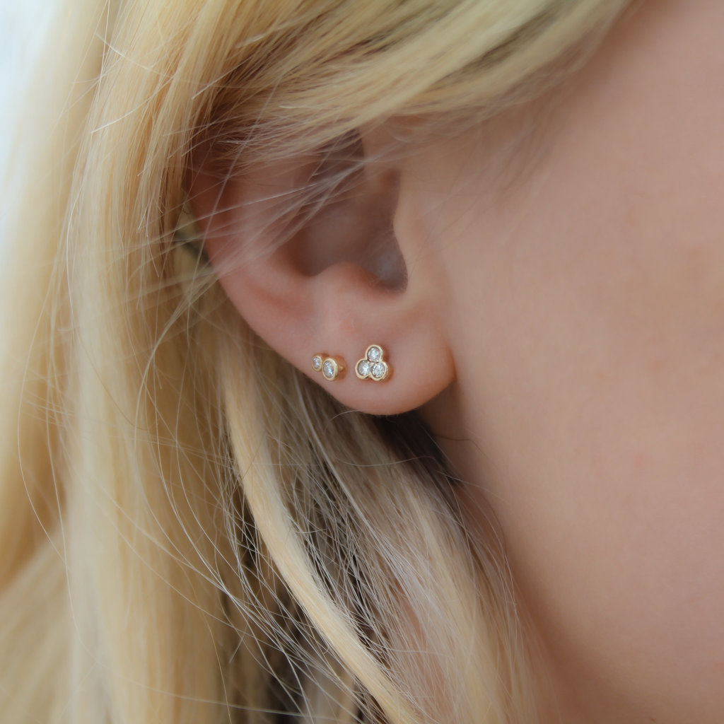 BLOSSOM Gold Ivy Tri Diamond Earrings