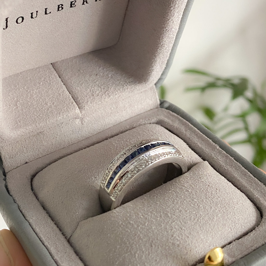 TATE White Gold Marina Sapphire and Diamond Ring 0.96ct