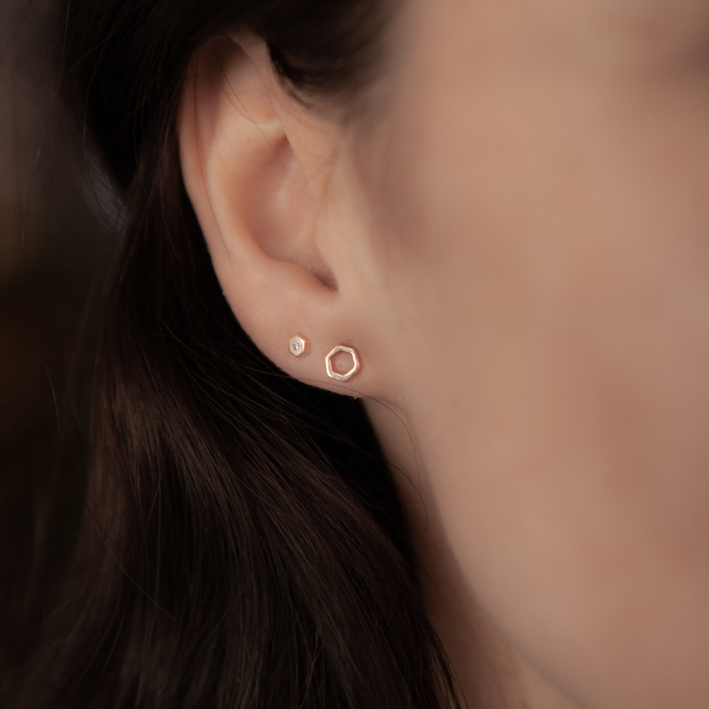 Rose Gold Art Deco Hex Earrings