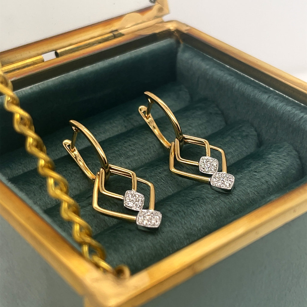 KENSINGTON Gold Diamond Duo Drop Earrings