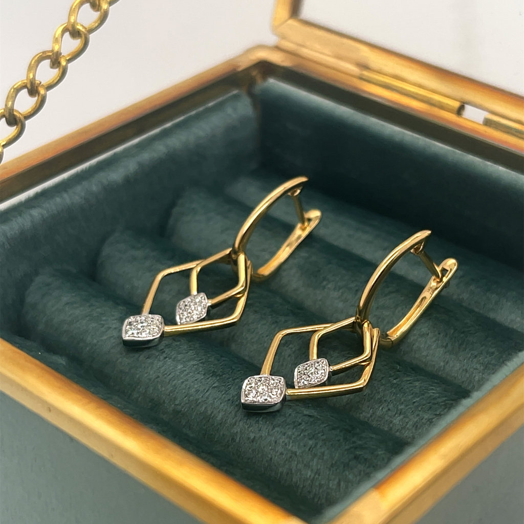 KENSINGTON Gold Diamond Duo Drop Earrings