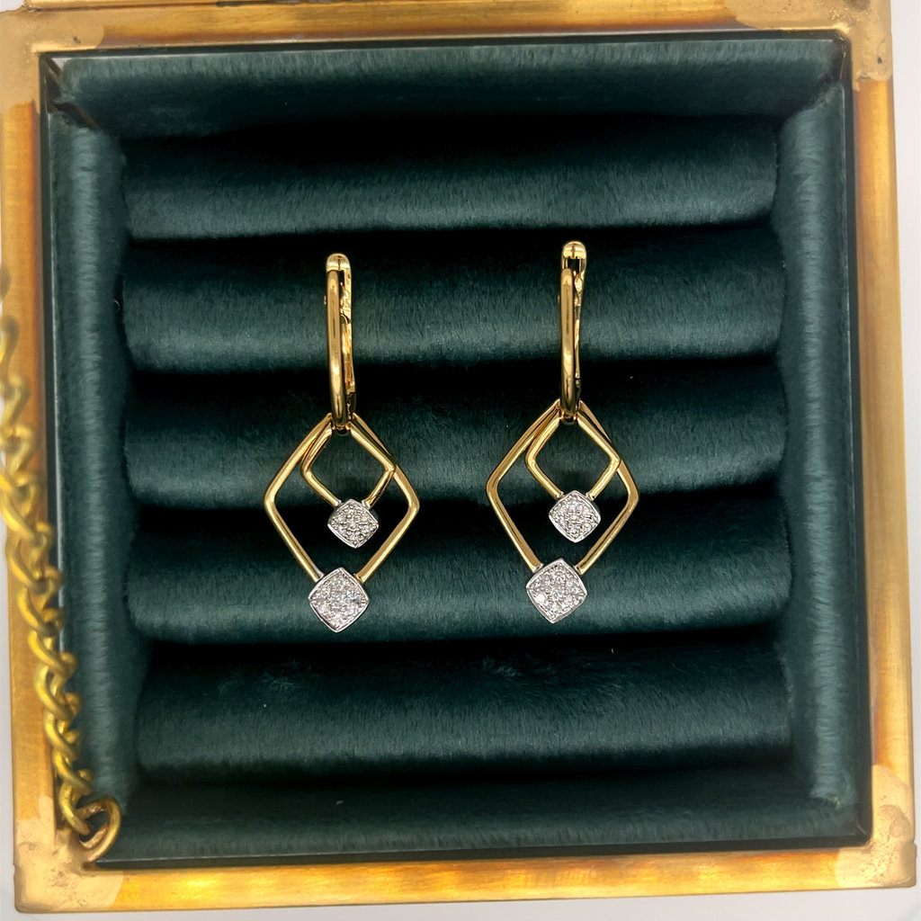 KENSINGTON Gold Diamond Duo Drop Earrings