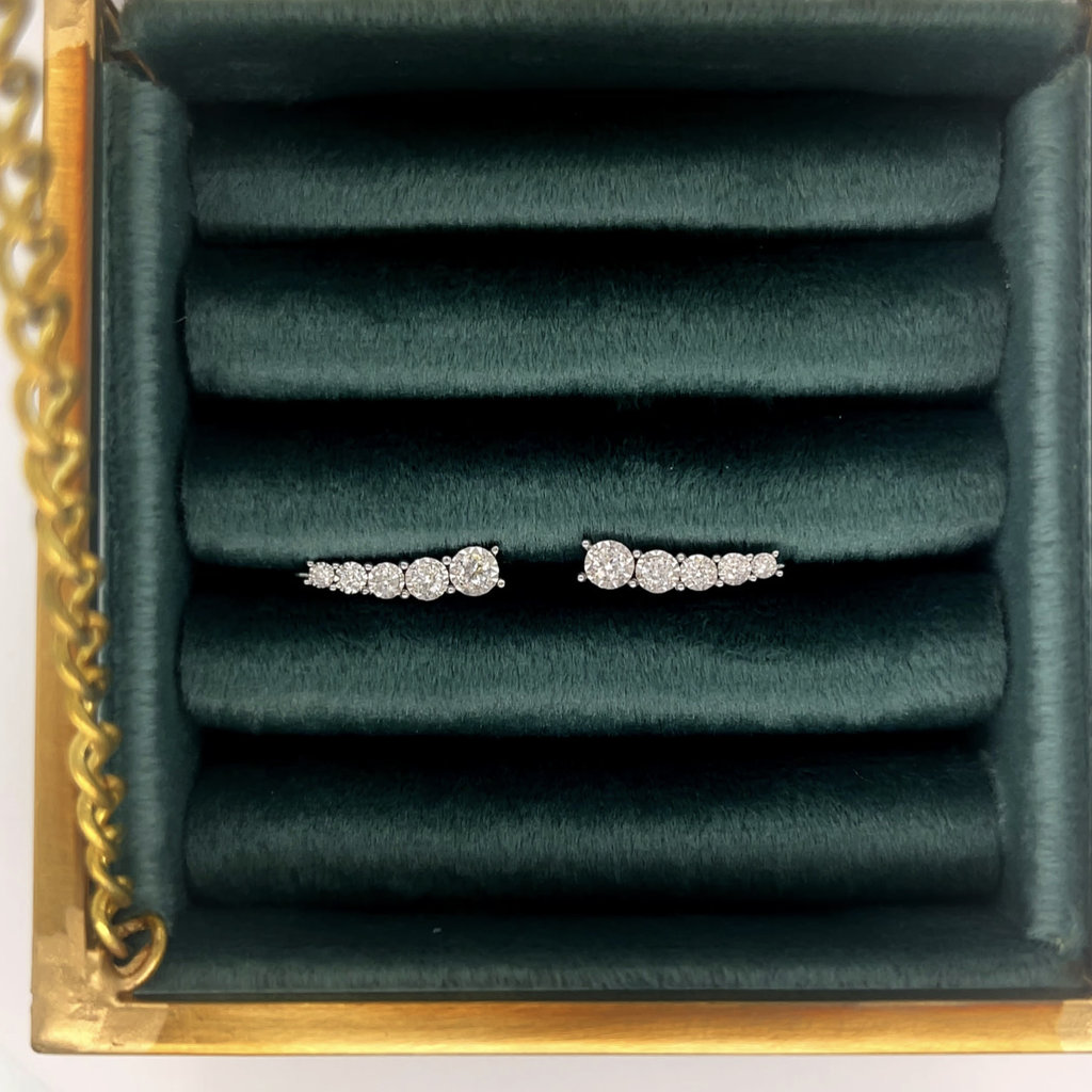 GATSBY White Gold Diamond Climber Earrings