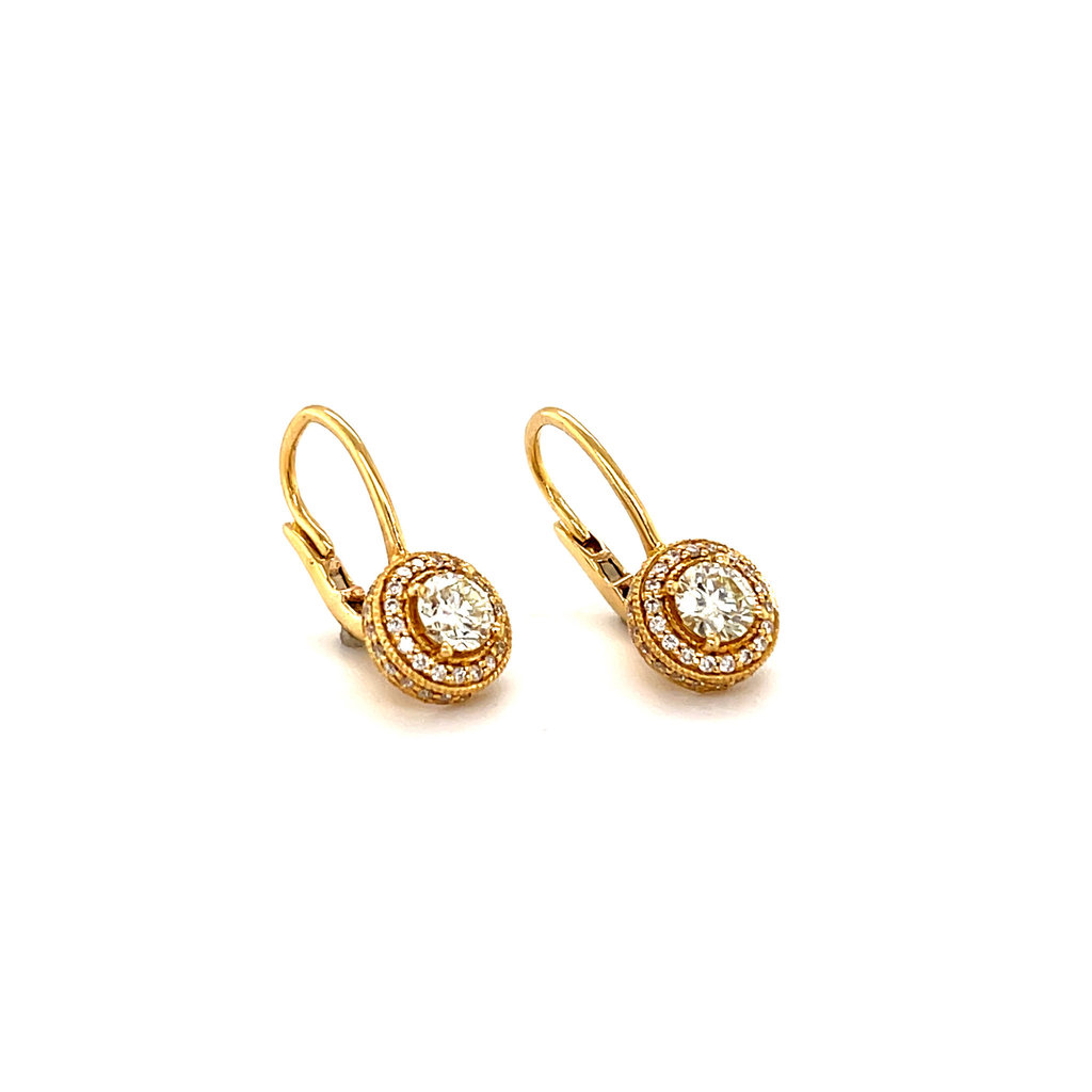 KENSINGTON Gold Diamond Halo Earrings 1 carat