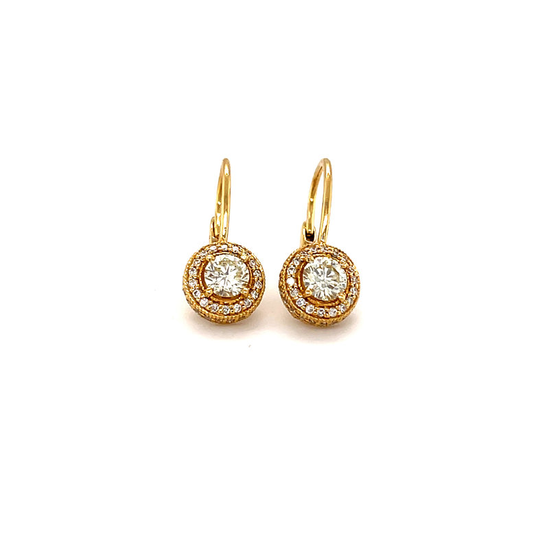 KENSINGTON Gold Diamond Halo Earrings 1 carat