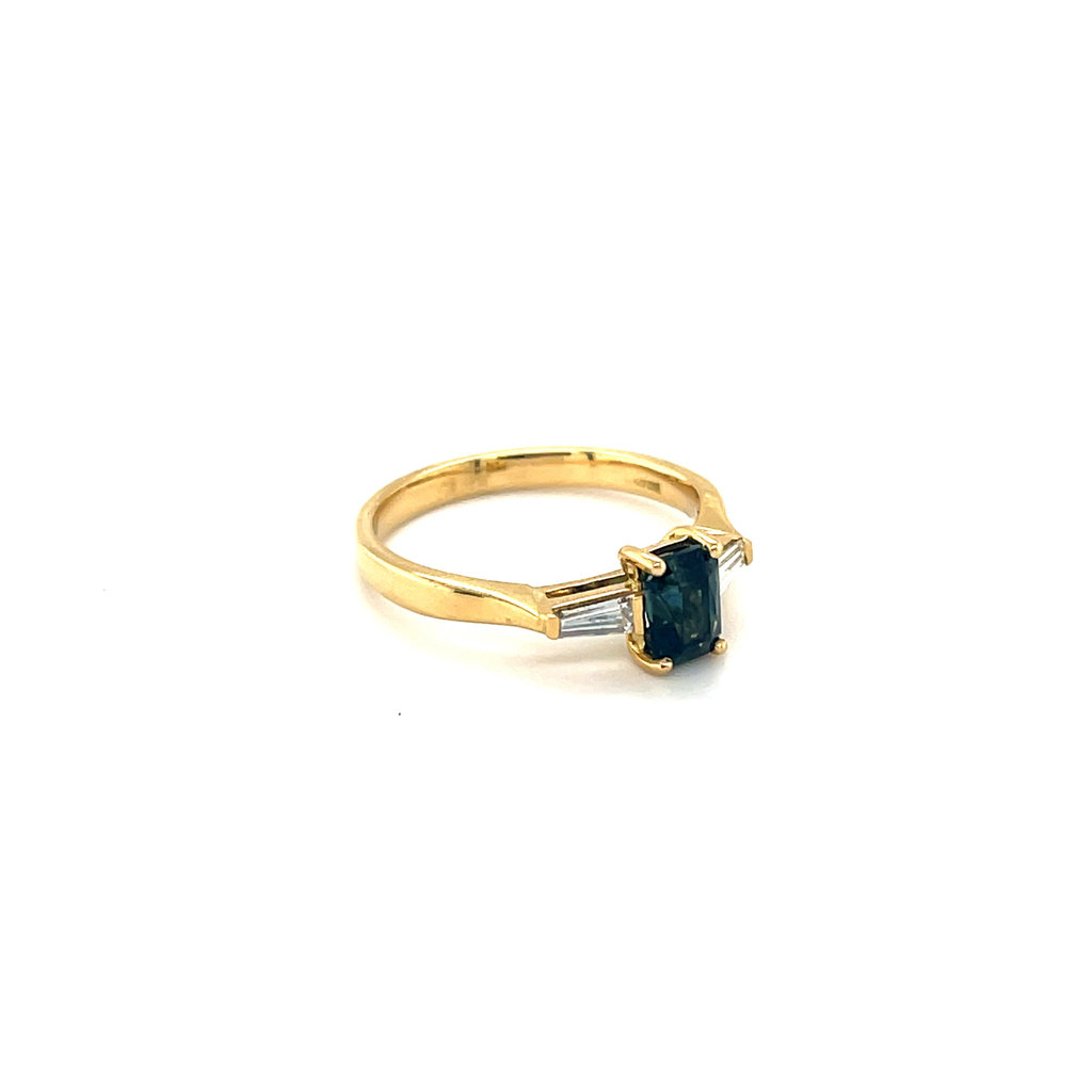 Gold Teal Sapphire & Diamond Lorelai Ring