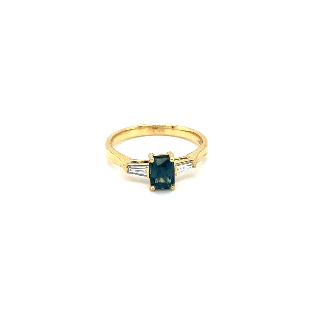 OCEANIA Gold Teal Sapphire & Diamond Lorelai Ring